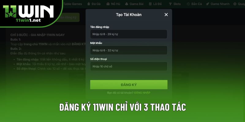 Đăng ký 11win chỉ với 3 thao tác