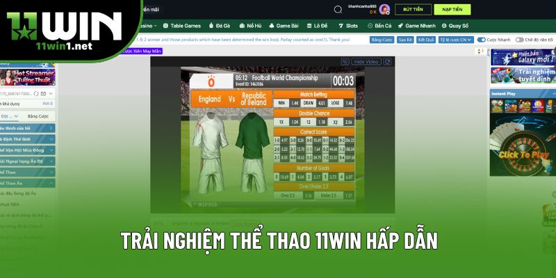 Trải nghiệm Thể Thao 11win hấp dẫn